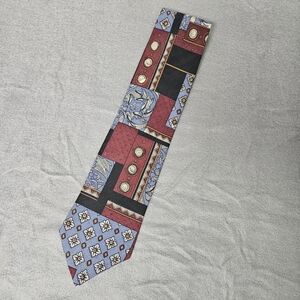 Elegant Patchwork Tie in Red, Blue, and Black